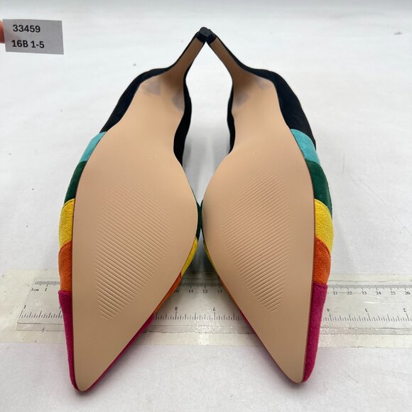 FOWT Black Rainbow Pumps High Heel Pointed Toe Pump Slip-on Rainbow Shoes - Picture 7 of 8